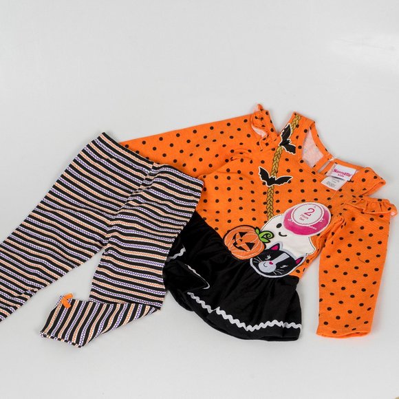 NWT 🎃Orange Polka Dot Ghost Tunic & leggings - 2T - Picture 2 of 2